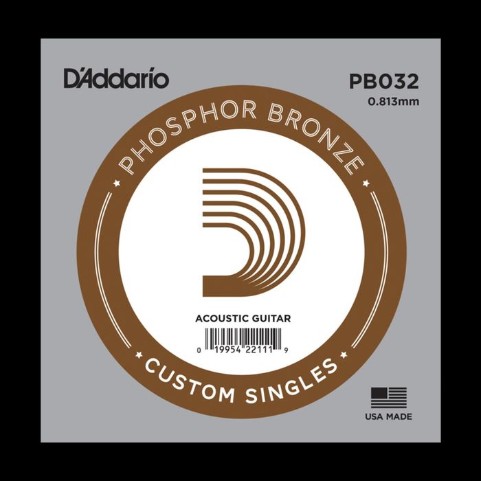 Отдельная струна D'Addario PB032 Phosphor Bronze  для акустической гитары