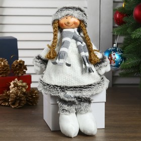 Кукла интерьерная "Девочка в белом платье и полосатом шарфике" 46 см