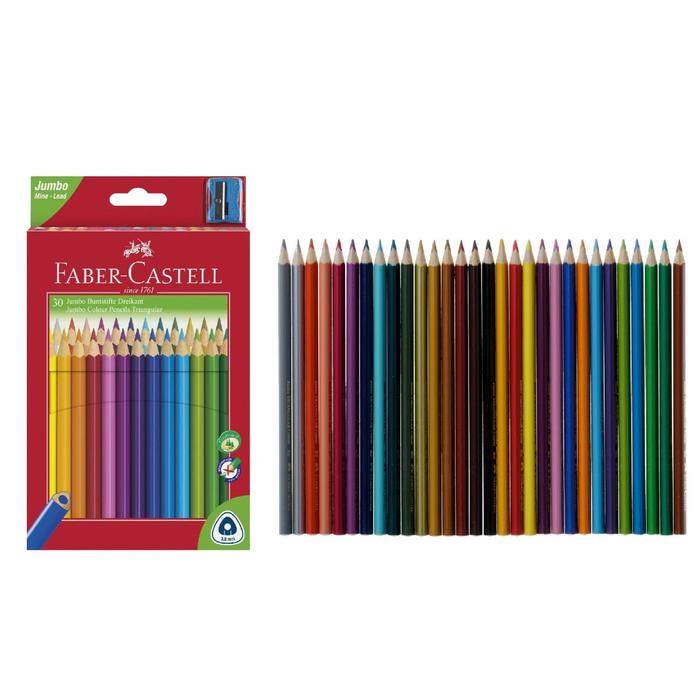 Карандаши 30цв Faber-Castell Jumbo трехгран. с точилкой, картон/короб 116530