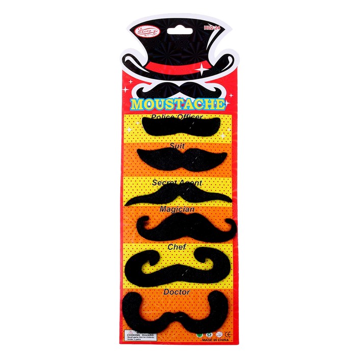 Carnival mustache, set of 5 PCs
