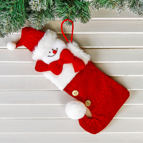 Носок для подарков "Помпошка" 12*26 см, снеговик