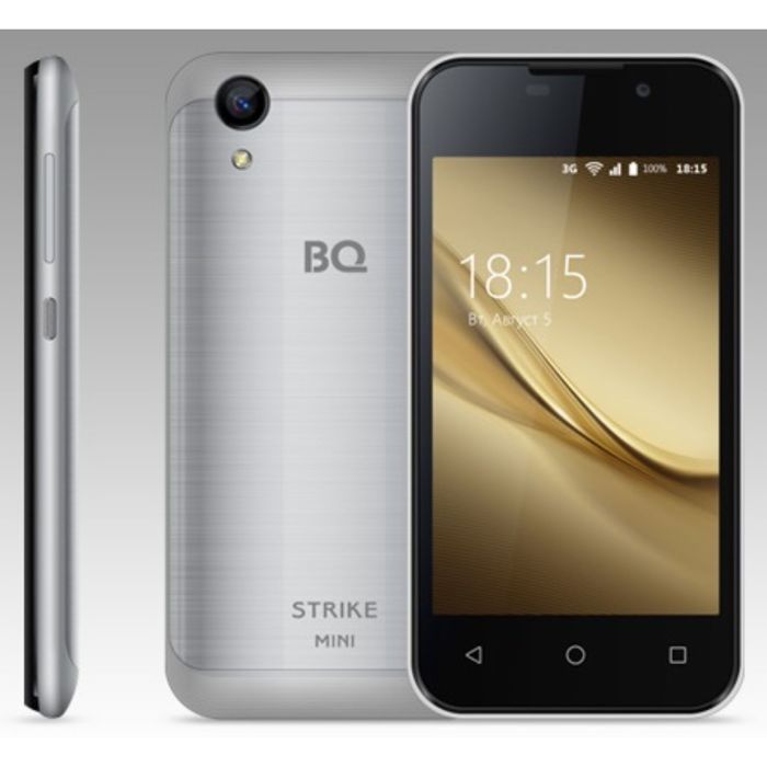 Смартфон BQ S-4072 Strike Mini Silver Brushed 2sim, 4,0&quot; 800*480, 1GB+8Gb, 5Mp+2Mp