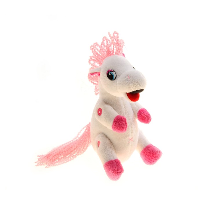 Мягкая музыкальная игрушка &quot;Лошадь&quot; с бело-розовой гривой в мелкий цветочек