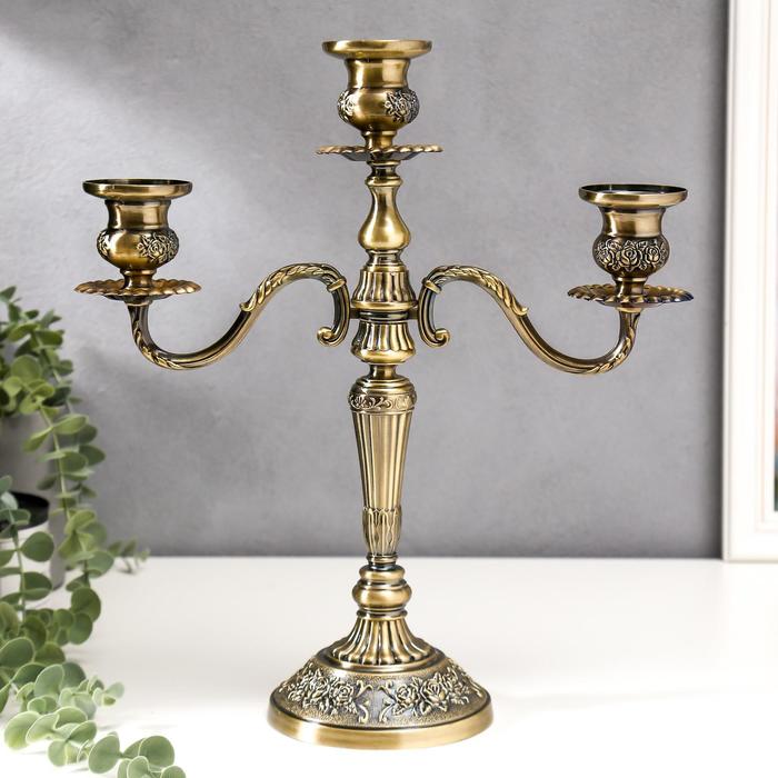 Candle holder "Rome" for 3 candles, brass color