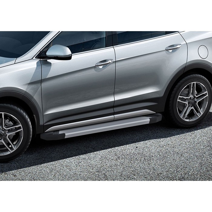 Пороги Silver Hyundai Santa Fe Premium 2015-2016, Al профиль 180 см, 2 шт. F180AL.2305.2