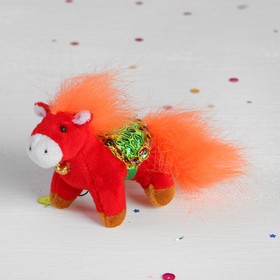 Soft toy-suspension "Horse with a bell" in a glittery blanket, MIX colors