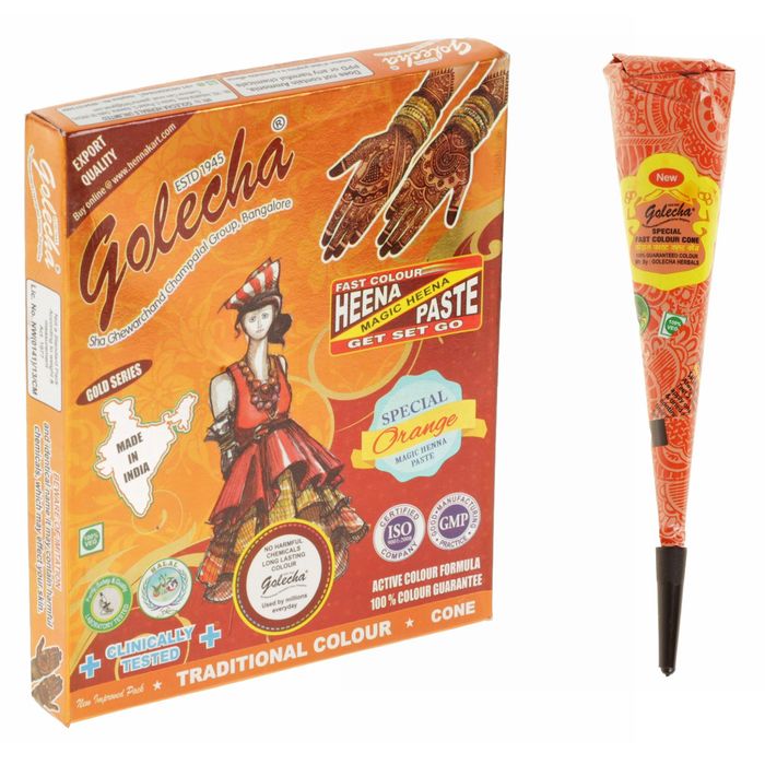 Хна для био тату конус SPL ORANGE HENNA CONE оранжевый 25 гр