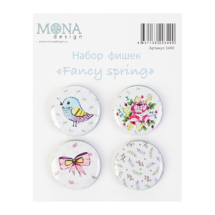 Набор фишек для скрапбукинга &quot;Fancy spring&quot; 4 шт