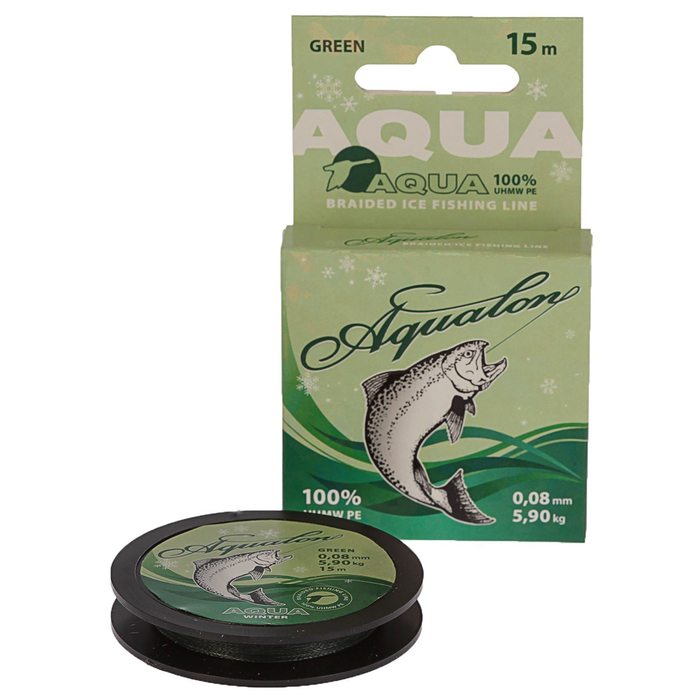 Леска плетёная Aqua Aqualon Dark-Green, 15 м, d=0,08 мм