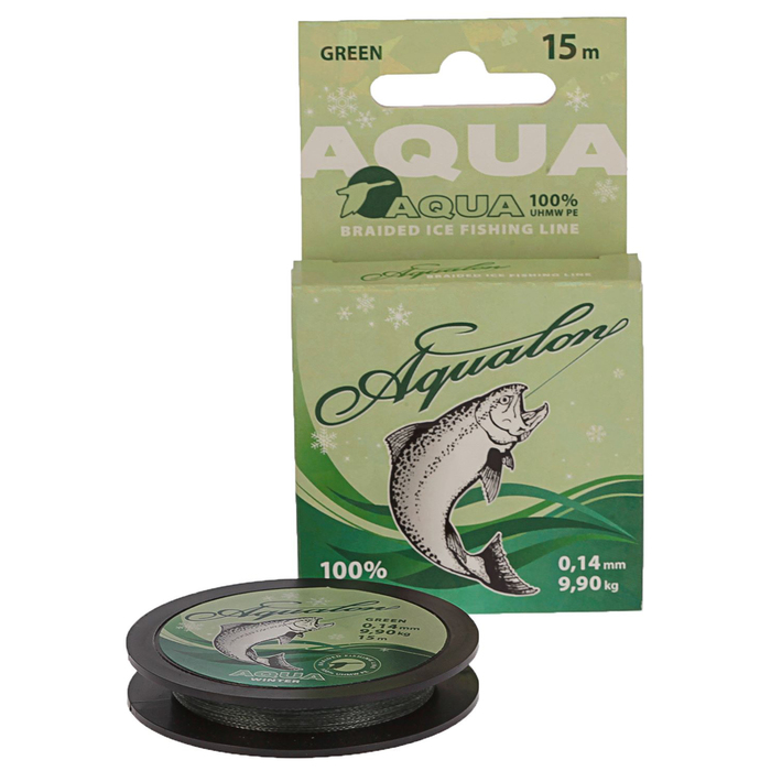 Леска плетёная Aqua Aqualon Dark-Green, 15 м, d=0,14 мм