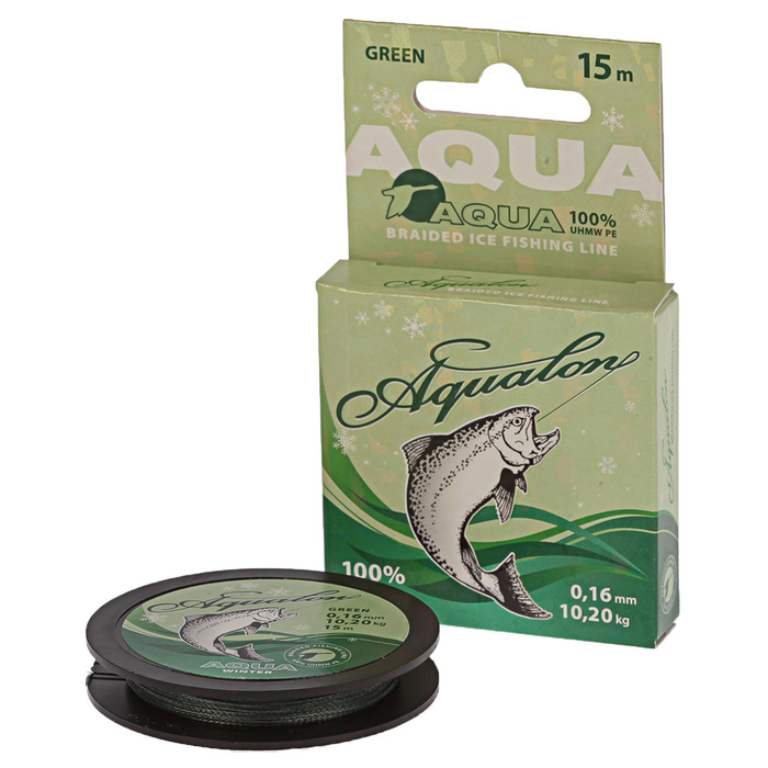 Леска плетёная Aqua Aqualon Dark-Green, 15 м, d=0,16 мм