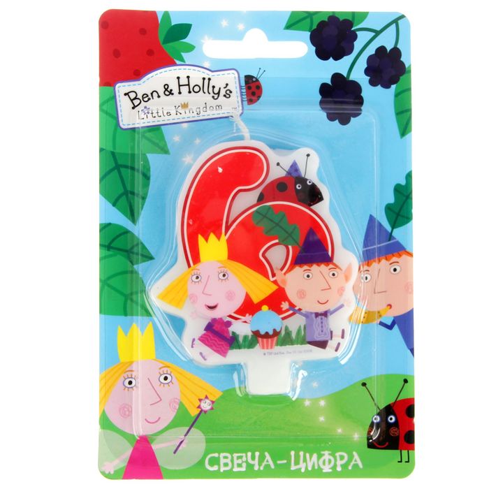 Свеча для торта цифра &quot;Ben&amp;Holly&quot; красная &quot;6&quot;