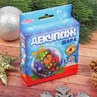 Набор для декупажа новогоднего шара "Ежик"+ стразы, лента атласная, клей