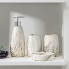Набор аксессуаров для ванной комнаты «Мрамор», 4 предмета (дозатор 450 мл, мыльница, 2 стакана), цвет бежевый - фото 6724704