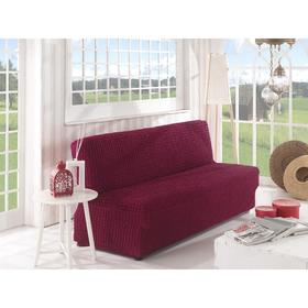 Чехол для двухместного дивана Karna, без подлокотников, без юбки, цвет бордовый