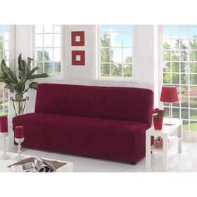 Чехол для трёхместного дивана Karna, без подлокотников, без юбки, цвет бордовый