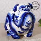 Piggy the dog is a pit bull, porcelain, Gzhel cobalt Piggy the dog is a pit bull, porcelain, Gzhel cobalt