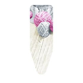 Чехол для гладильной доски «Клубки пряжи», серый/розовый, 140 х 55 см, хлопок