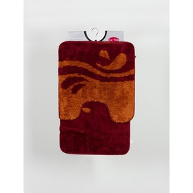 Набор ковриков для ванной «Симона», 2 шт: 50 х 80 см, 55 х 55 см, цвет терракотовый