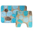 Набор ковриков для ванной «Лора», 2 шт: 50 х 80 см, 55 х 55 см, цвет синий - фото 6724711