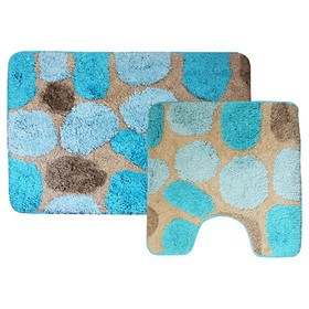 Набор ковриков для ванной «Лора», 2 шт: 50 х 80 см, 55 х 55 см, цвет синий