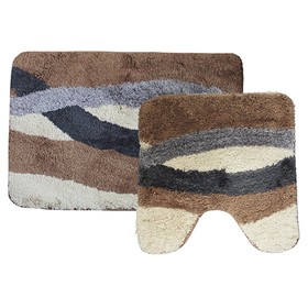 Набор ковриков для ванной «Альбина», 2 шт: 50 х 80 см, 55 х 55 см, цвет коричневый