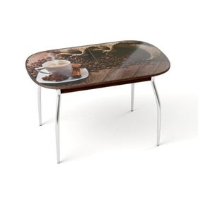 Обеденный стол «Голд», раздвижной, стекло, вставка бабочка, подстолье венге, цвет кофе