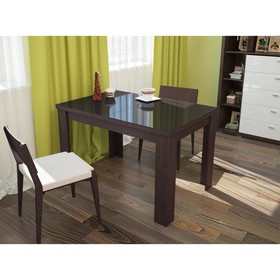 Обеденный стол «Детройт», нераскладной, 1200 × 800 мм, венге / стекло чёрное
