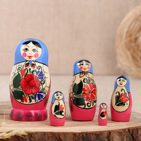 Матрёшка «Семёновская», голубой платок, 5 кукольная, 8-10  см, микс, ручная работа в Донецке