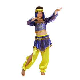 Карнавальный костюм "Восточная красавица. Шахерезада", топ с рукавами, штаны, повязка, цвет сине-жёлтый, р-р 30, рост 110-116 см в Донецке