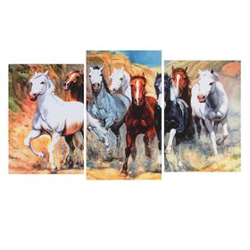 Модульная картина на подрамнике "Табун лошадей" (2-31х44; 1-31х51) 93х51 см