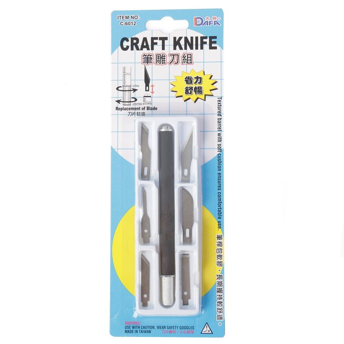 Инструмент для творчества нож + 6 лезвий пластик, металл 12 см 22,5х8 см