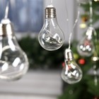Нить «Лампочки», 3 м, 10 пластиковых лампочек, 100 LED, 12 В, белая