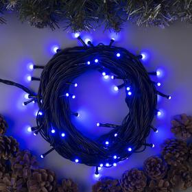 Гирлянда «Нить» 10 м, IP44, УМС, тёмная нить, 72 SMD-LED, свечение синее, 220 В 2354095