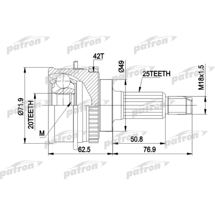 Шрус наружный Patron PCV3538