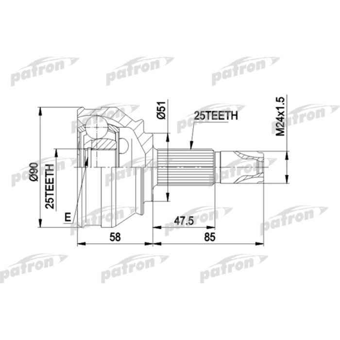 Шрус наружный Patron PCV1258