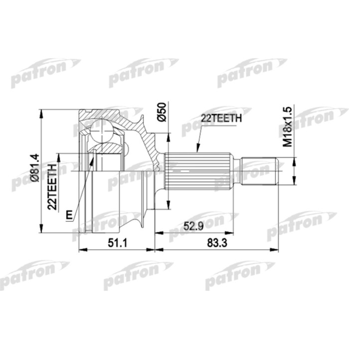 Шрус наружный Patron PCV1273