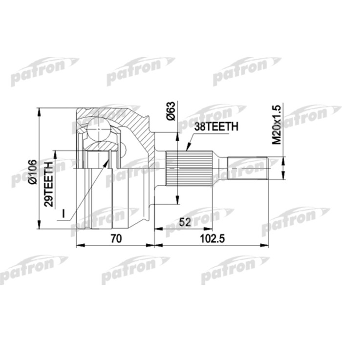 Шрус наружный Patron PCV1033