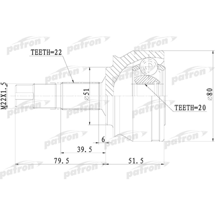 Шрус наружный Patron PCV1073