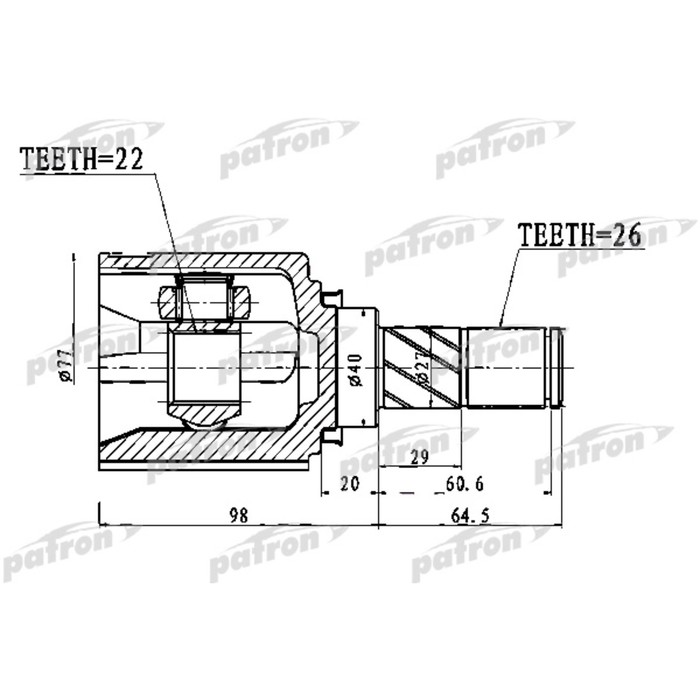 Шрус внутренний Patron PCV1028