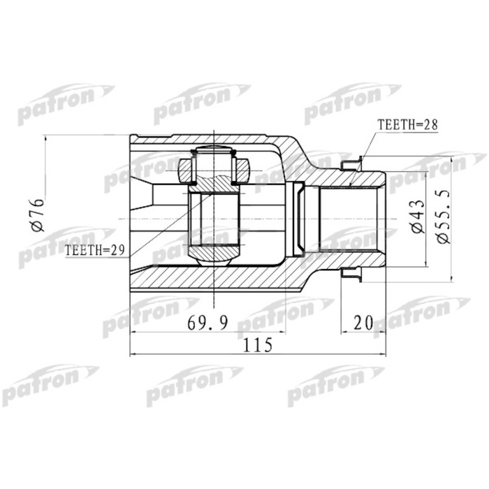 Шрус внутренний Patron PCV1011