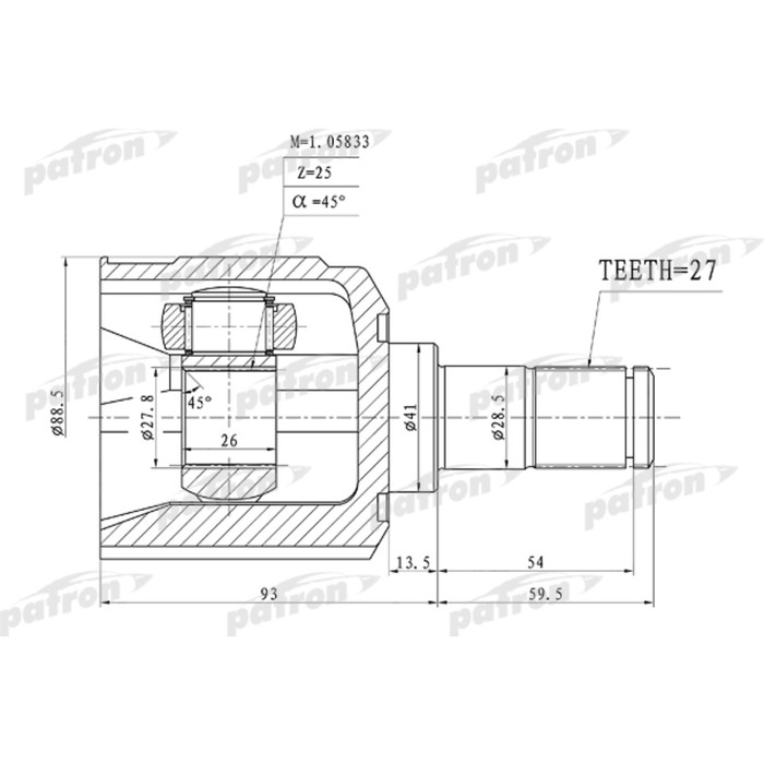 Шрус внутренний Patron PCV1160