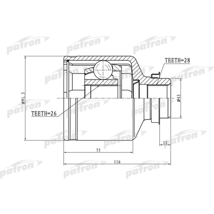 Шрус внутренний Patron PCV1166