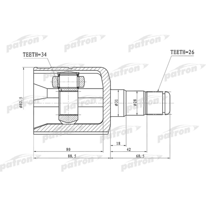 Шрус внутренний Patron PCV1305