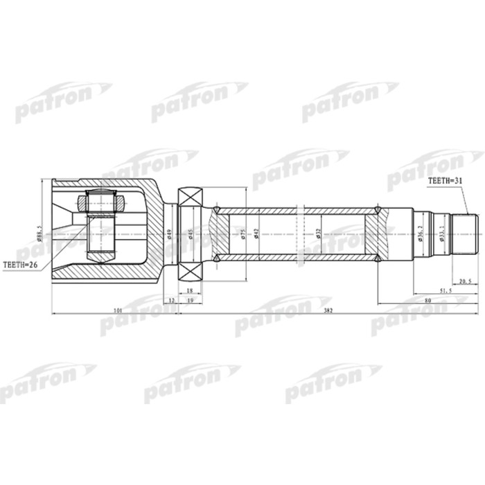 Шрус внутренний Patron PCV1325