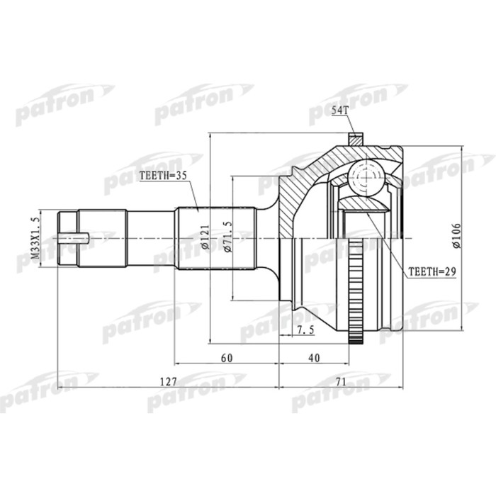 Шрус наружный Patron PCV1334