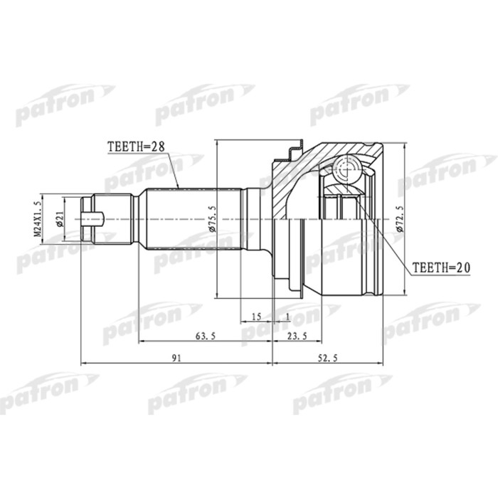 Шрус наружный Patron PCV1343