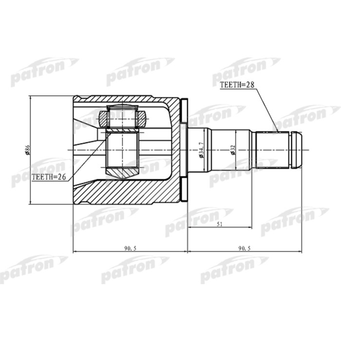 Шрус внутренний Patron PCV1402