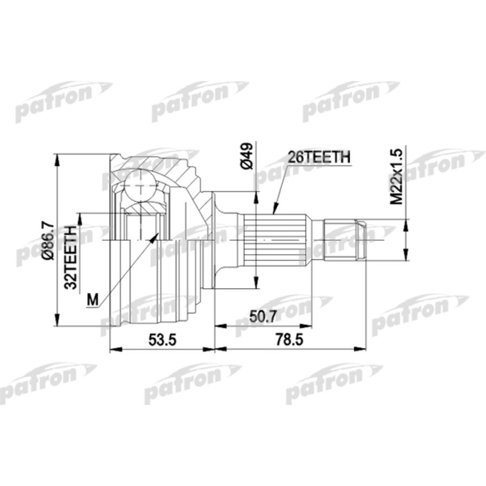 Шрус наружный Patron PCV1045