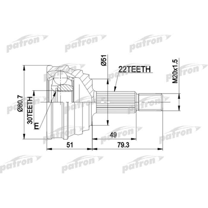 Шрус наружный Patron PCV1049